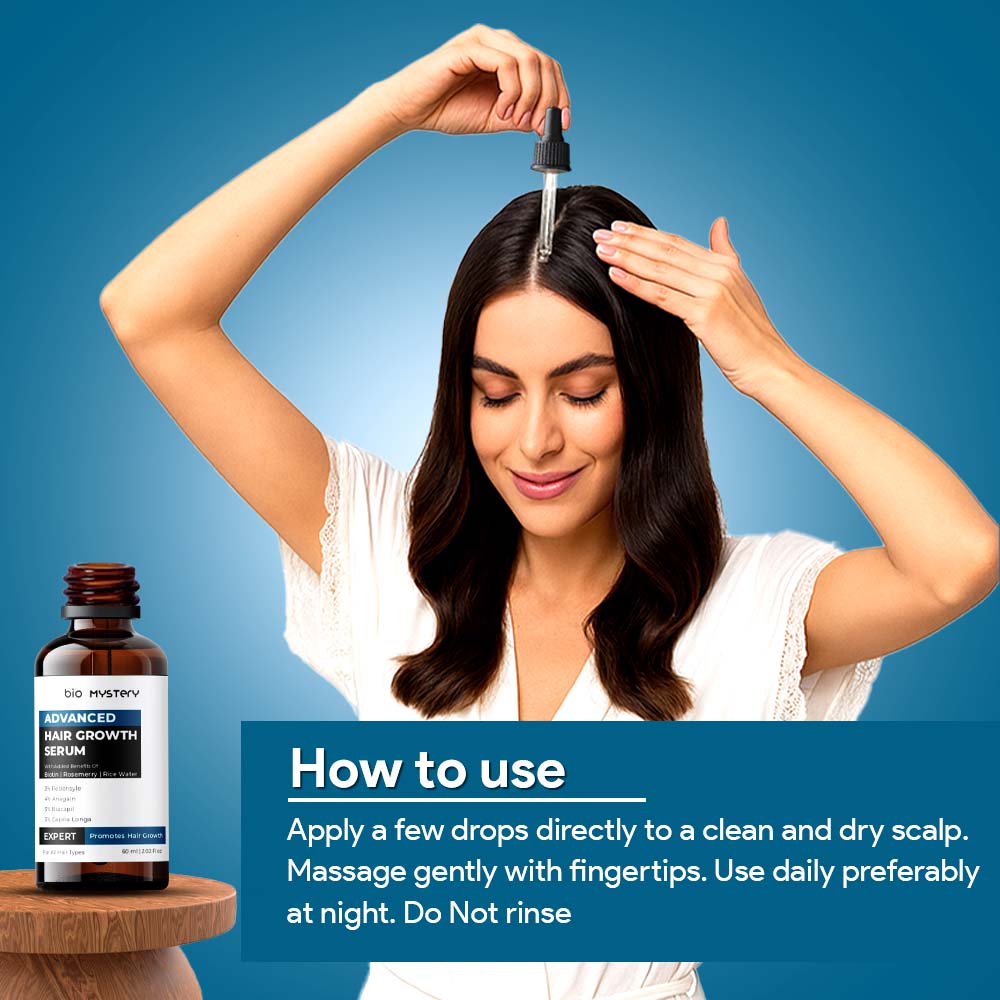 Bio Mystery Hair Growth Serum With 3% Redensyl, 4% Anagain, 3% Biacapil and Capilia longa with Biotin, Rosemerry and Rice Water - For Hair Growth And Hair Fall Control Serum 60ml / 2.02 floz