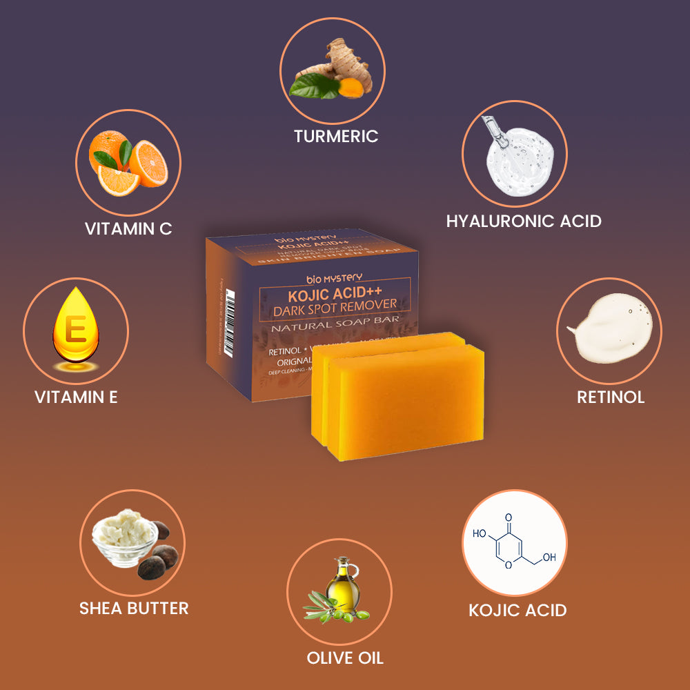Kojic Acid Plus Plus Natural Soap Bars 2 x 100gm(3.5 oz) 2 Pack