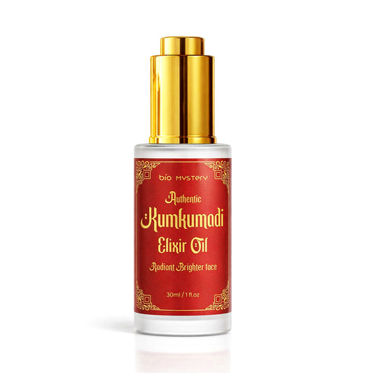 Bio Mystery Authentic Kumkumadi Elixir Face Oil for Natural Glow & Radiant Looking Skin | Traditional Botanical Blend with Vitamin A & C-Rich Extracts | Lightweight, Non-Greasy Daily Face Oil for All Skin Types | 30ml