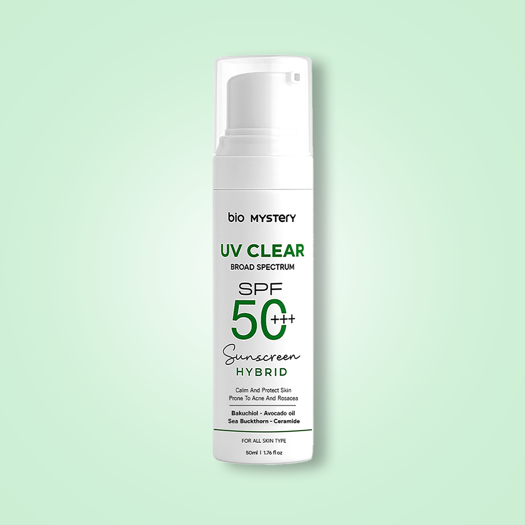 Bio Mystery Clear Face Sunscreen Lotion SPF 50+++ | For Acne-Prone, Oily & Sensitive Skin | Hybrid UV Protection | Matte, Lightweight & Non-Greasy | 50ml