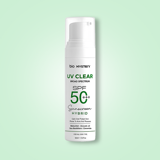 Bio Mystery Clear Face Sunscreen Lotion SPF 50+++ | For Acne-Prone, Oily & Sensitive Skin | Hybrid UV Protection | Matte, Lightweight & Non-Greasy | 50ml